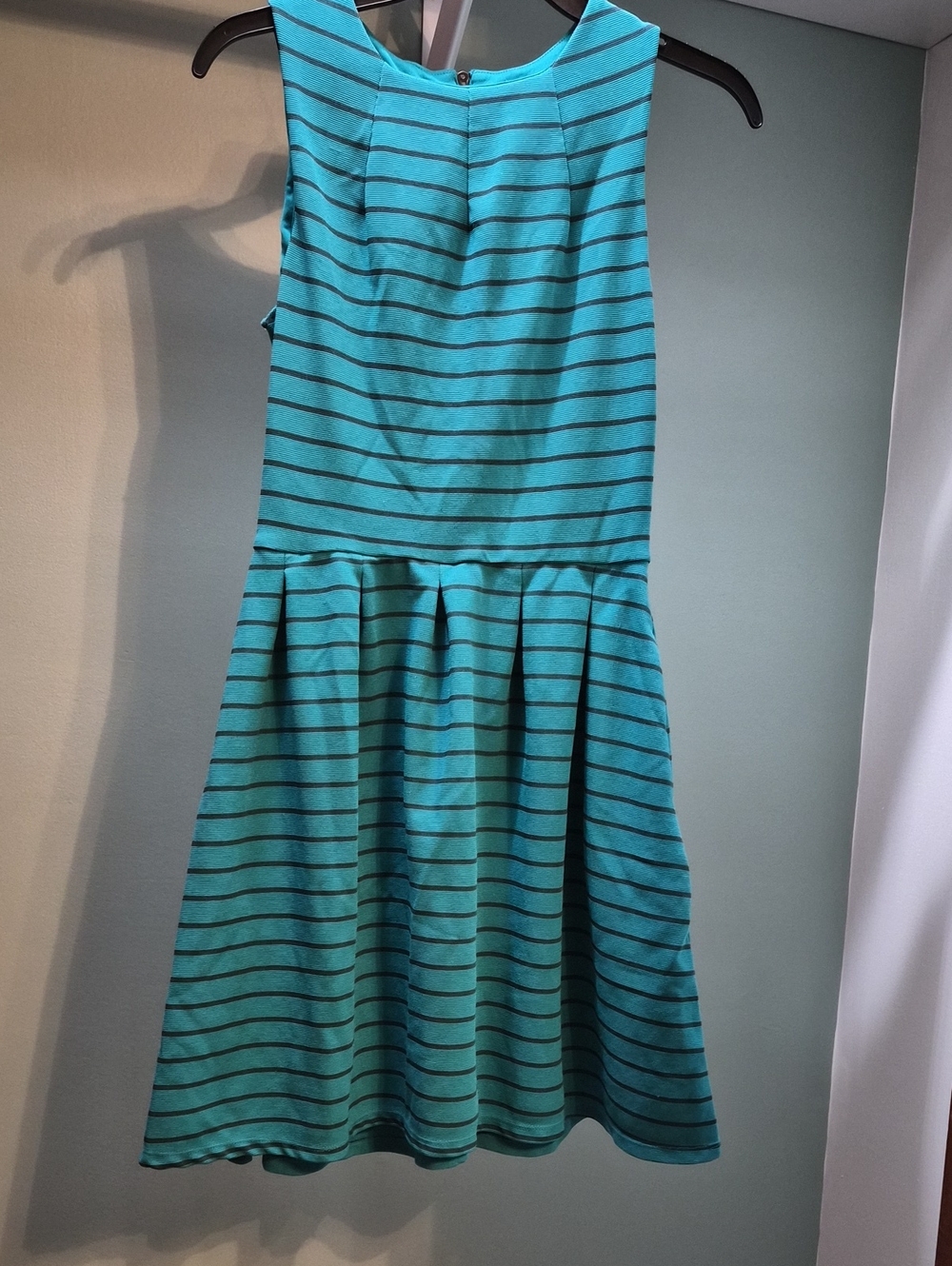 Mossimo Striped Fit and Flare Pleated Dress in Blue & Black Size XS